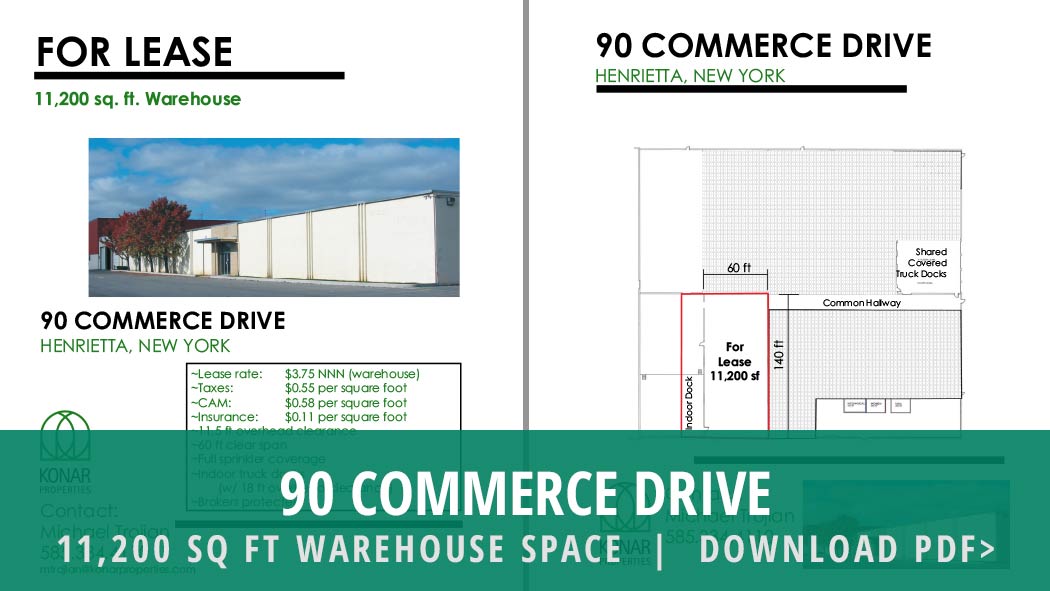 Click here to download information sheet for 90 Commerce Drive, with 11,200 square feet of warehouse space
